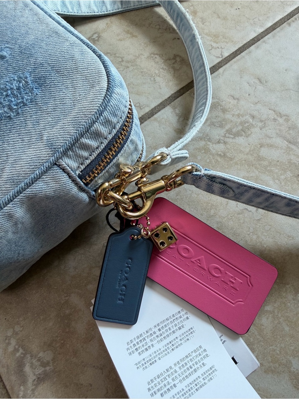 Coach Light Blue Denim Crossbody with Gold Hardware NWT - Picture 5 of 6